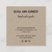 Handgefertigt mit Liebe Kraft Etsy Zuhause Crafter Quadratische Visitenkarte (Rückseite)