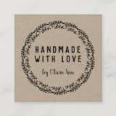 Handgefertigt mit Liebe Kraft Etsy Zuhause Crafter Quadratische Visitenkarte (Vorderseite)