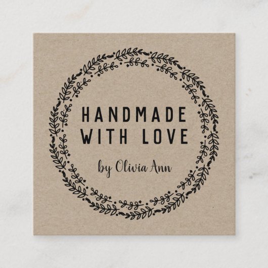 Handgefertigt mit Liebe Kraft Etsy Zuhause Crafter Quadratische Visitenkarte (Vorderseite)