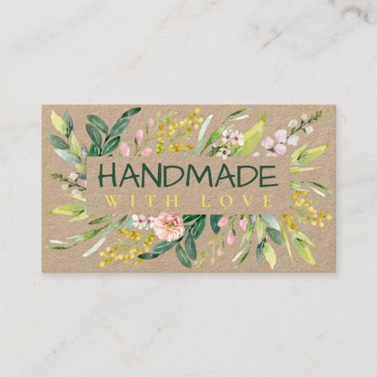 Handgefertigt mit Liebe Kraft Federblende Anordnun Visitenkarte (Vorderseite)