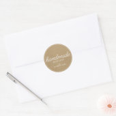 Handgefertigt mit Liebe Kraft Paper Look Label Runder Aufkleber (Umschlag)