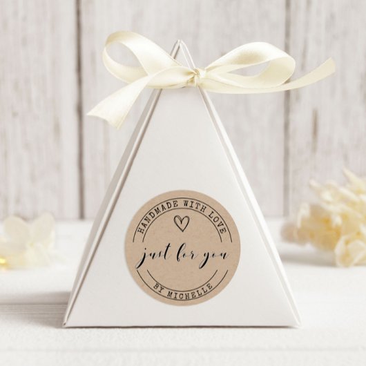 Handgefertigt mit Liebe Kraft Personalisiert Aufkl Runder Aufkleber