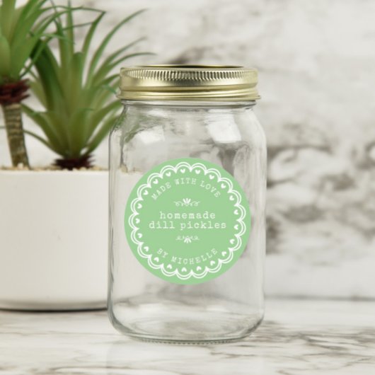 Handgefertigt mit Liebe Label Jar Green Canning Au Runder Aufkleber