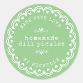 Handgefertigt mit Liebe Label Jar Green Canning Au Runder Aufkleber (Vorderseite)