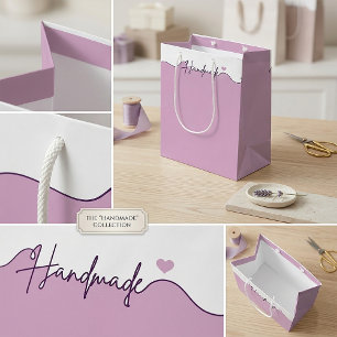 Handgefertigt mit Liebe Lila Kleinverpackung für U Mittlere Geschenktüte