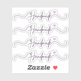 Handgefertigt mit Liebe Lila Verpackung für Kleinu Aufkleber