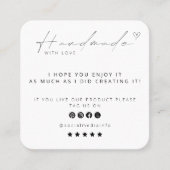 Handgefertigt mit Liebe Logo für kleine Unternehme Quadratische Visitenkarte (Vorderseite)