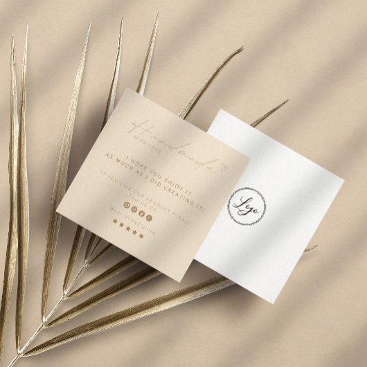 Handgefertigt mit Liebe Logo für kleine Unternehme Quadratische Visitenkarte