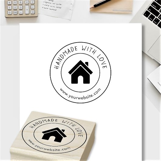 Handgefertigt mit Liebe-Logo-Text Personalisiert Gummistempel