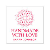 Handgefertigt mit Liebe Lotus Blume Personalisiert Permastempel (Design)