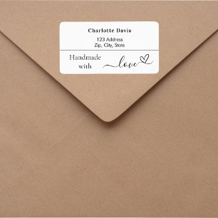 Handgefertigt mit Liebe Markennamen Farbe Rücksend Adressaufkleber