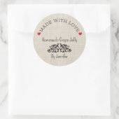 Handgefertigt mit Liebe-Marmorlederherzen Runder Aufkleber (Tasche)