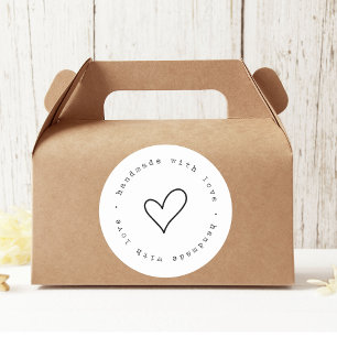 Handgefertigt mit Liebe mit Heftaufkleber Custom Runder Aufkleber