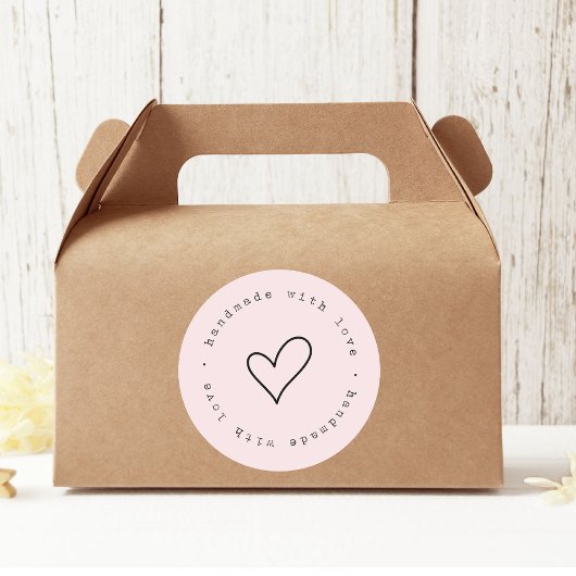 Handgefertigt mit Liebe mit Heftaufkleber | Custom Runder Aufkleber