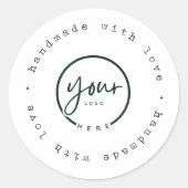 "Handgefertigt mit Liebe mit Logo | Benutzerdefini Runder Aufkleber (Vorderseite)