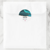 Handgefertigt mit Liebe Moderne Aquamarine Gate & Runder Aufkleber (Tasche)