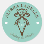 Handgefertigt mit Liebe Moderne Bäckereiröhre Aqua Runder Aufkleber (Vorderseite)