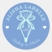 Handgefertigt mit Liebe Moderne Bäckereiröhre Blau Runder Aufkleber (Vorderseite)