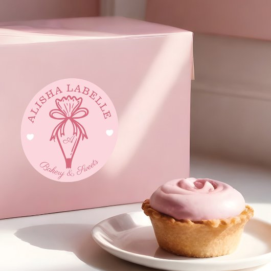Handgefertigt mit Liebe Moderne Bäckereiröhre Runder Aufkleber