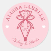 Handgefertigt mit Liebe Moderne Bäckereiröhre Runder Aufkleber (Vorderseite)