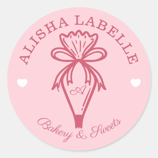 Handgefertigt mit Liebe Moderne Bäckereiröhre Runder Aufkleber (Vorderseite)