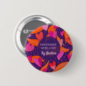 Handgefertigt mit Liebe Modernes Herzmuster Button (Vorne & Hinten)