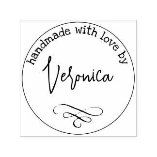 Handgefertigt mit Liebe nach Vornamen Permastempel