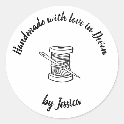 Handgefertigt mit Liebe Nähaufkleber Runder Aufkleber (Vorderseite)