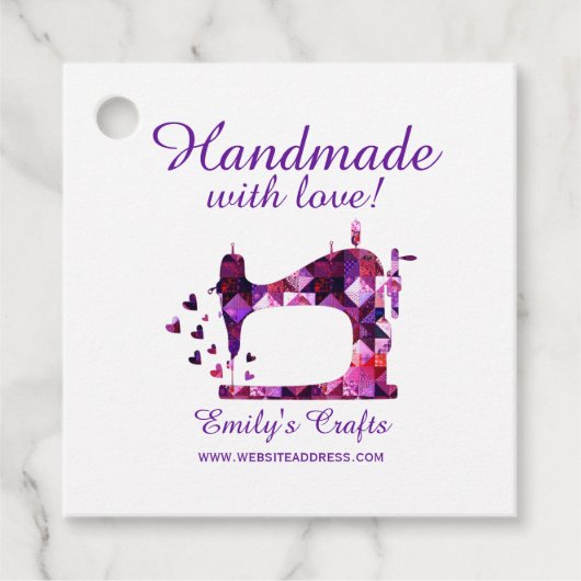 Handgefertigt mit Liebe Nähflugzeug Geschenkanhänger (Vorderseite)