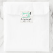 Handgefertigt mit Liebe-Nähmaschine auf Spitzen & Quadratischer Aufkleber (Tasche)