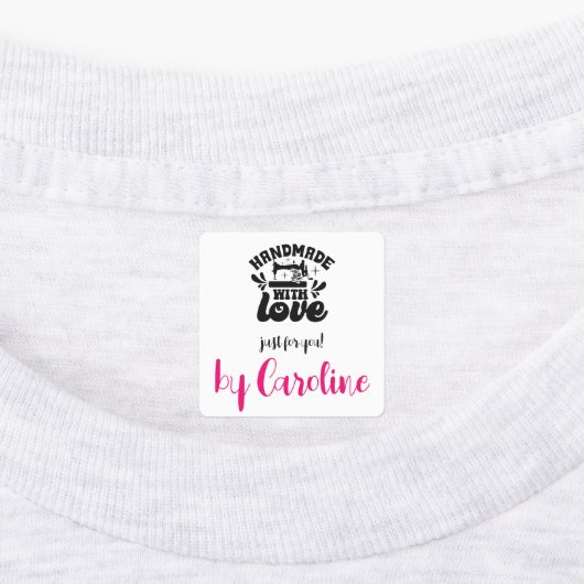 Handgefertigt mit Liebe Nähmaschine Personalisiert Etiketten (Befestigt)