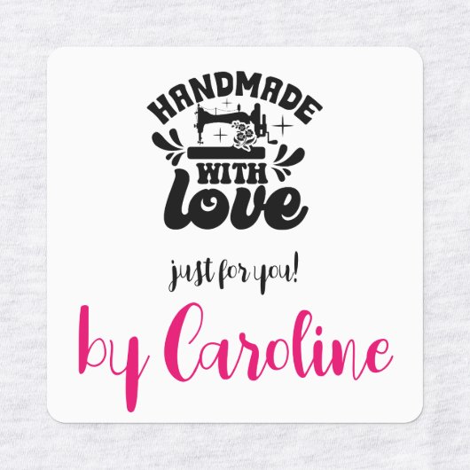 Handgefertigt mit Liebe Nähmaschine Personalisiert Etiketten (Design 1)