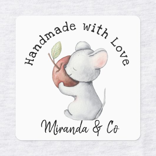 Handgefertigt mit Liebe Niedlich Maus und Apple Etiketten (Design 1)