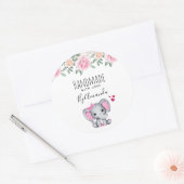 Handgefertigt mit Liebe Niedlich Pink Baby Elephan Runder Aufkleber (Umschlag)