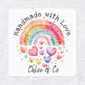 Handgefertigt mit Liebe Niedlich Rainbow & Hearts Etiketten (Design 2)