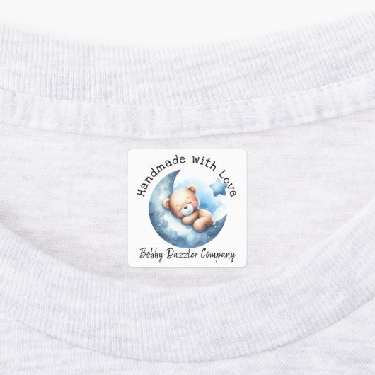 Handgefertigt mit Liebe Niedlich Teddy Bär Etiketten (Befestigt)