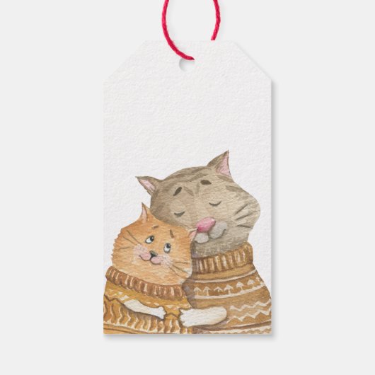 Handgefertigt mit Liebe Niedliche Tiere Winter Geschenkanhänger (Rückseite)