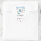 Handgefertigt mit Liebe Niedliche Waldtiere Weihna Runder Aufkleber (Tasche)