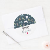 Handgefertigt mit Liebe Niedliche Weihnachtstiere Runder Aufkleber (Umschlag)