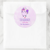 Handgefertigt mit Liebe Niedliches Einhorn in Herz Runder Aufkleber (Tasche)