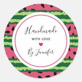 Handgefertigt mit Liebe Niedliches Watermelon-Must Runder Aufkleber