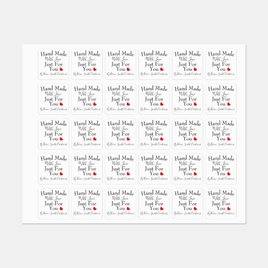 Handgefertigt mit Liebe nur für Sie Personalisiert Etiketten (Blatt)