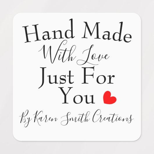 Handgefertigt mit Liebe nur für Sie Personalisiert Etiketten (Design 1)