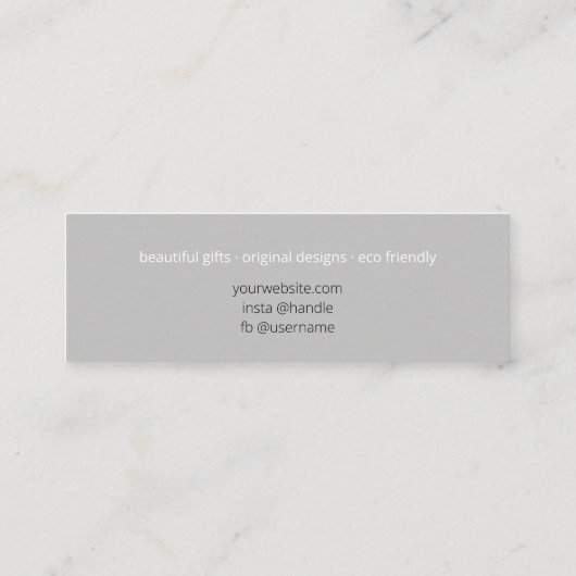 Handgefertigt mit Liebe Oversified Typografy grau Mini Visitenkarte (Rückseite)