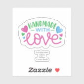 Handgefertigt mit Liebe Personalisiert Aufkleber (Blatt)