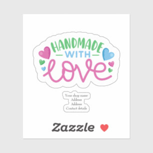 Handgefertigt mit Liebe Personalisiert Aufkleber
