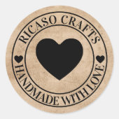 Handgefertigt mit Liebe personalisiert Runder Aufkleber (Vorderseite)