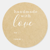 Handgefertigt mit Liebe Personalisiert Rustikale K Runder Aufkleber (Vorderseite)