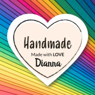 Handgefertigt mit Liebe! Personalisierte Schenkung Herz-Aufkleber