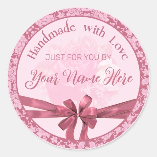 Handgefertigt mit Liebe Personalisierte Siegel, Au Runder Aufkleber (Vorderseite)